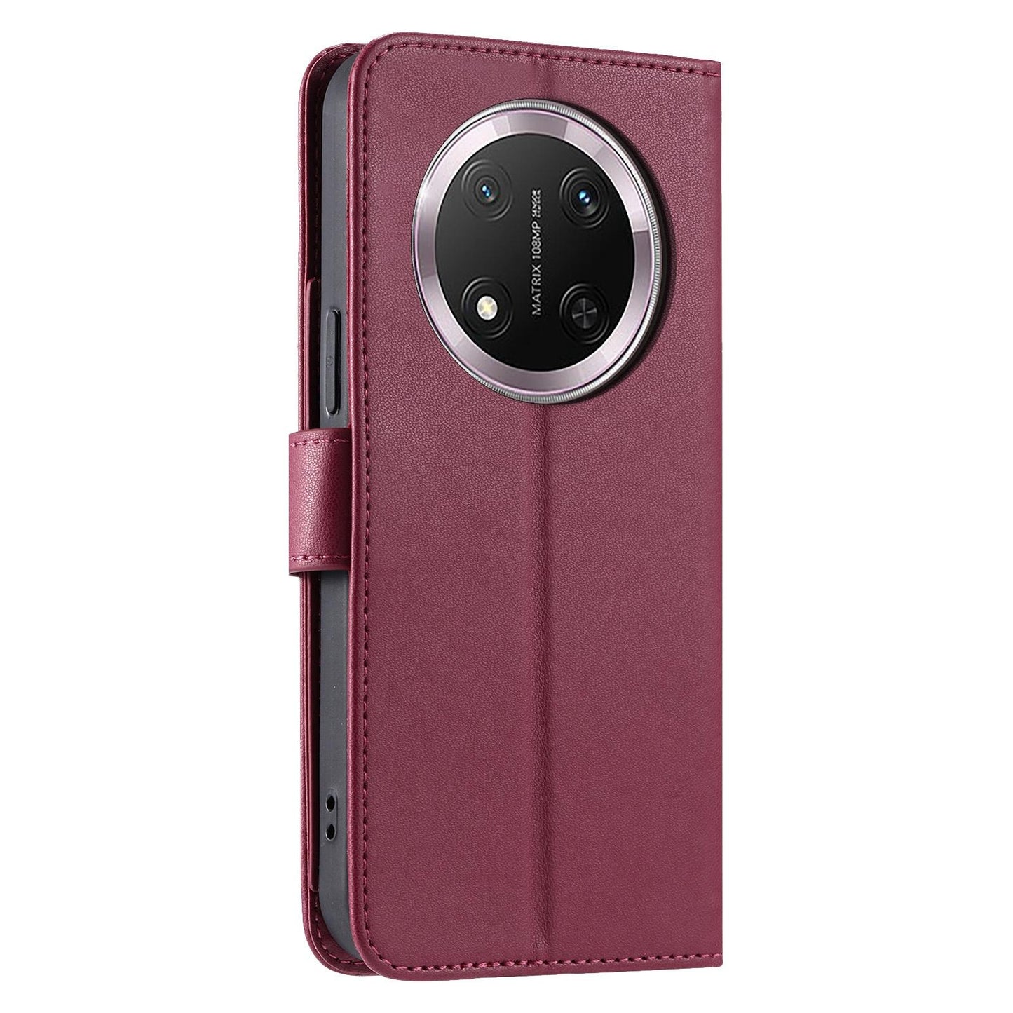 For Honor X9c / Magic7 Lite Ring Buckle Rhombic Leather Phone Case(Red)