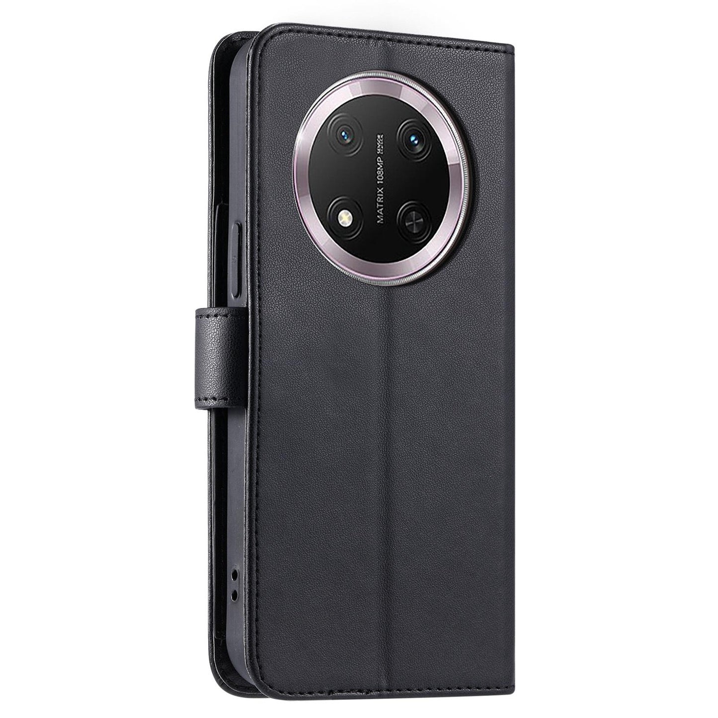 For Honor X9c / Magic7 Lite Ring Buckle Rhombic Leather Phone Case(Black)