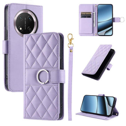 For Honor X9c / Magic7 Lite Ring Buckle Rhombic Leather Phone Case(Purple)