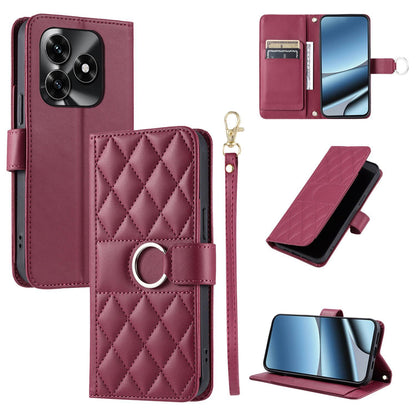For Honor X5c 4G / X5c Plus / Play 10A Ring Buckle Rhombic Leather Phone Case(Red)