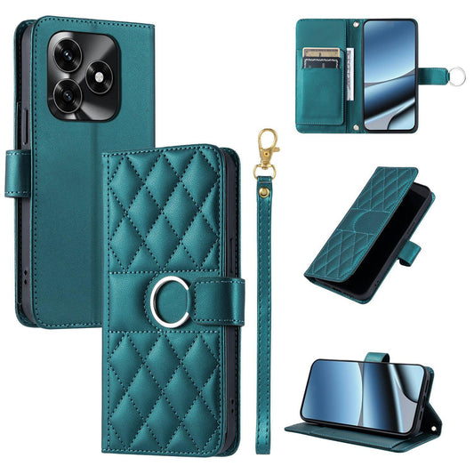 For Honor X5c 4G / X5c Plus / Play 10A Ring Buckle Rhombic Leather Phone Case(Green)