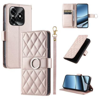 For Honor X5c 4G / X5c Plus / Play 10A Ring Buckle Rhombic Leather Phone Case(Rose Gold)