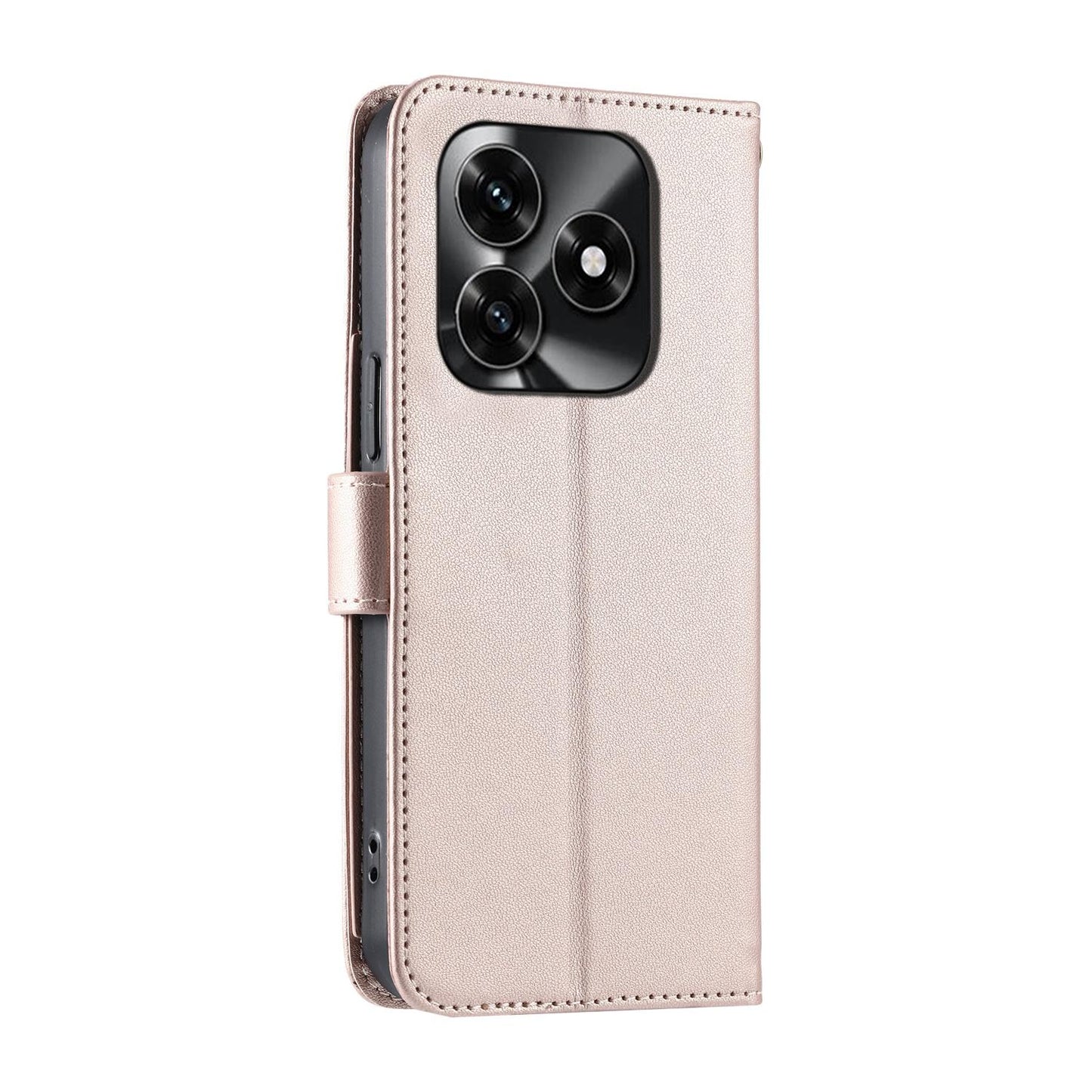 For Honor X5c 4G / X5c Plus / Play 10A Ring Buckle Rhombic Leather Phone Case(Rose Gold)