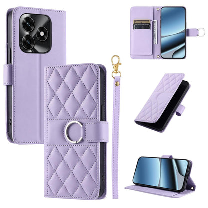 For Honor X5c 4G / X5c Plus / Play 10A Ring Buckle Rhombic Leather Phone Case(Purple)