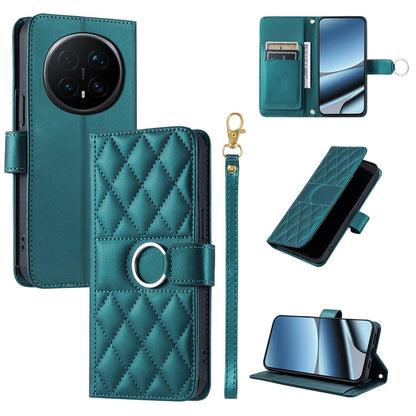 For Honor Magic8 Ring Buckle Rhombic Leather Phone Case(Green)