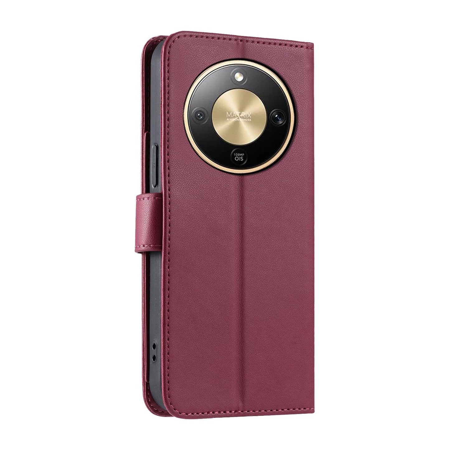 For Honor Magic8 Lite / X9d / X70 5G Ring Buckle Rhombic Leather Phone Case(Red)