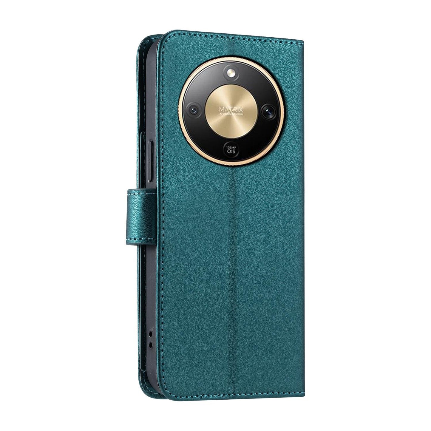 For Honor Magic8 Lite / X9d / X70 5G Ring Buckle Rhombic Leather Phone Case(Green)