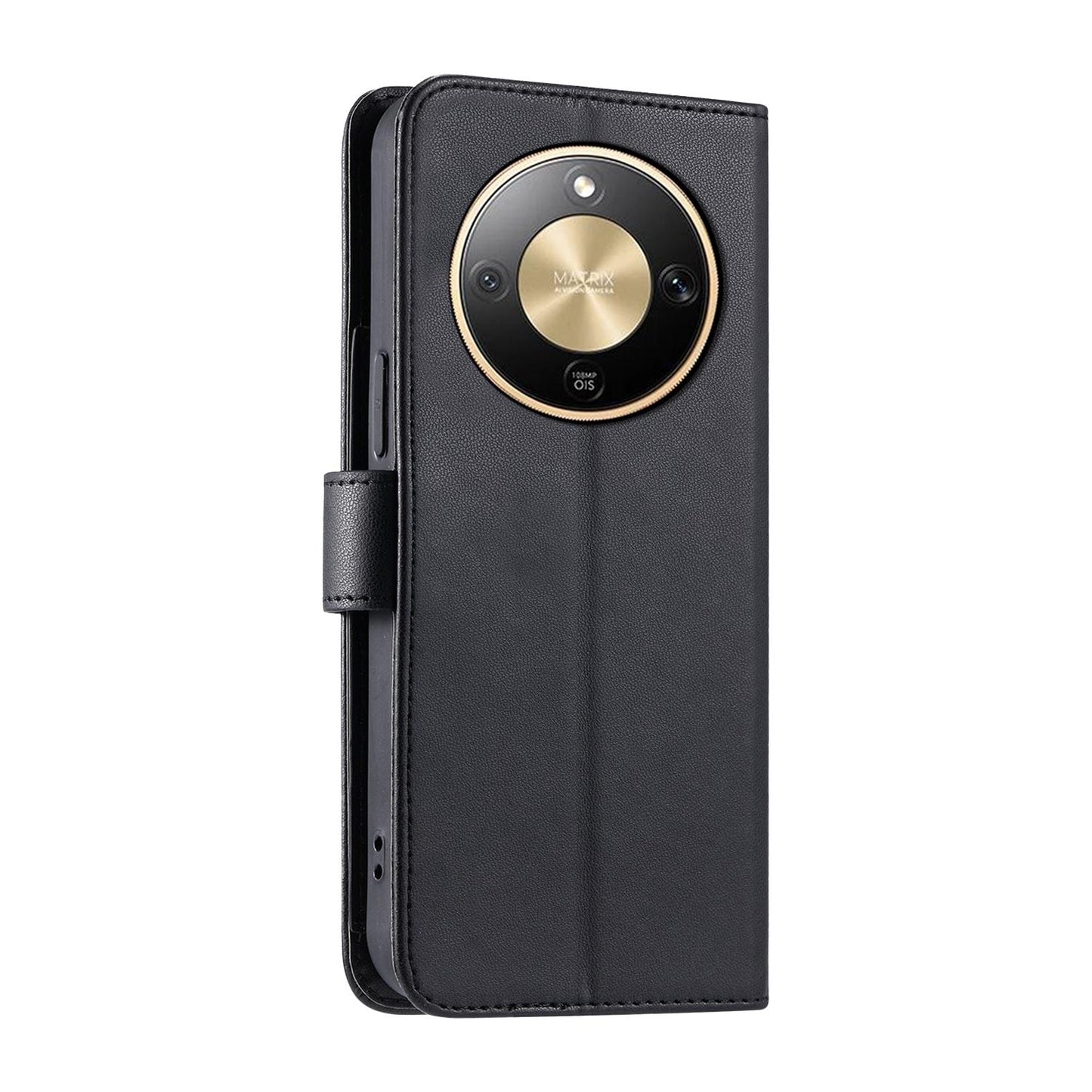 For Honor Magic8 Lite / X9d / X70 5G Ring Buckle Rhombic Leather Phone Case(Black)