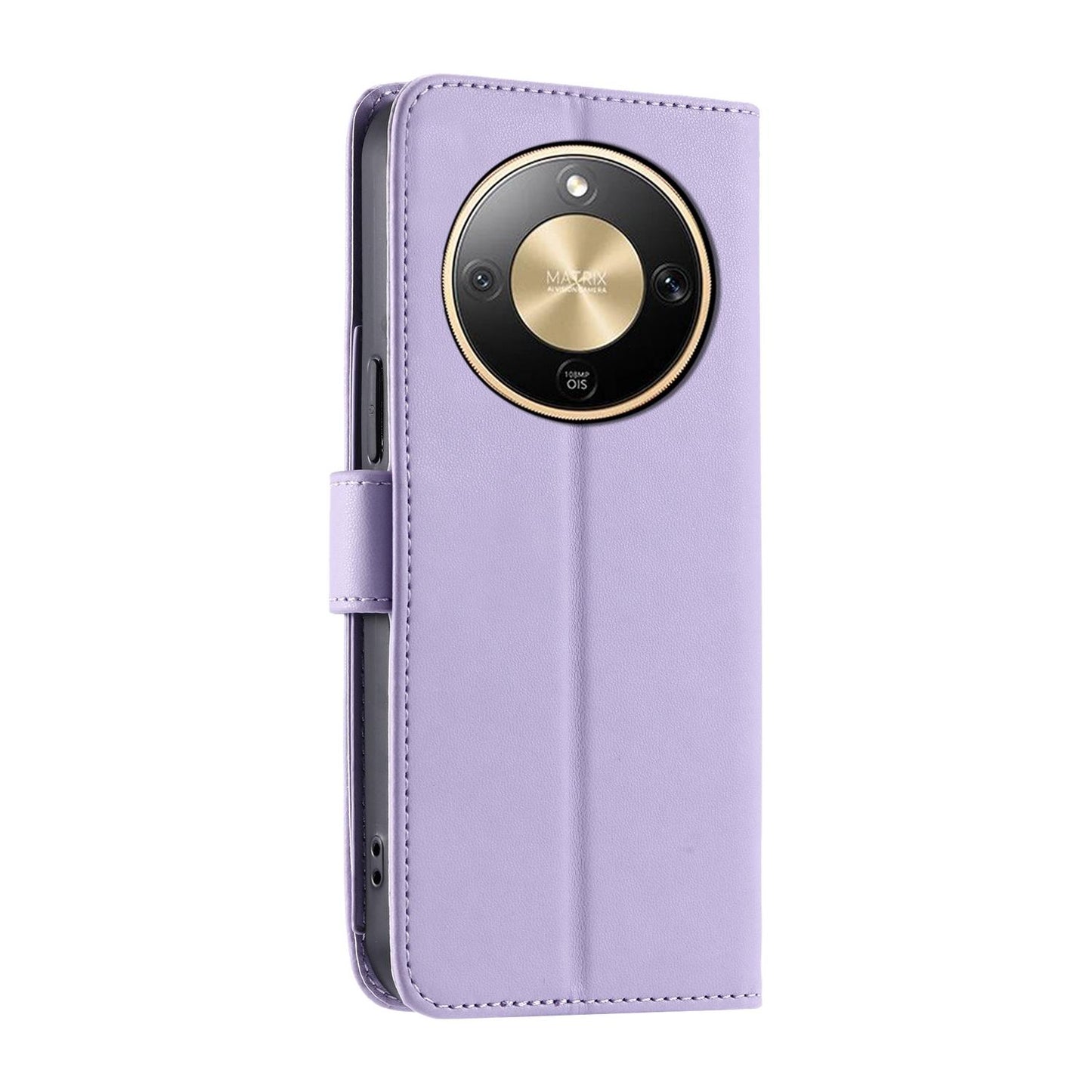 For Honor Magic8 Lite / X9d / X70 5G Ring Buckle Rhombic Leather Phone Case(Purple)