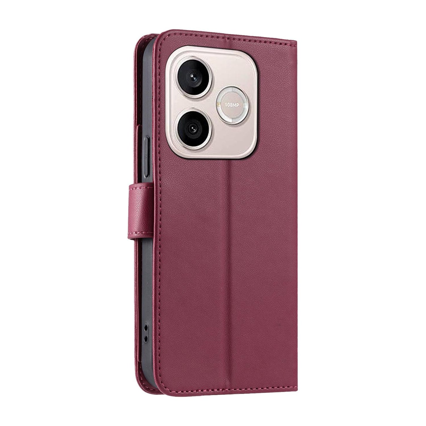 For Honor 600 Lite Global / 500 Smart 5G Ring Buckle Rhombic Leather Phone Case(Red)