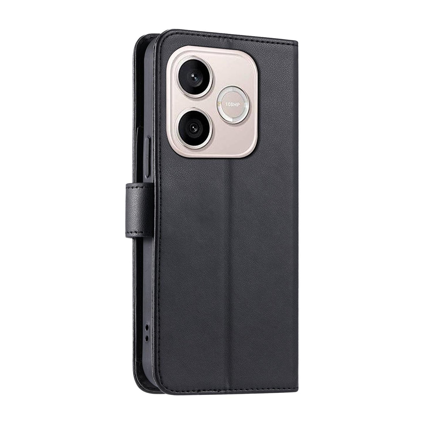 For Honor 600 Lite Global / 500 Smart 5G Ring Buckle Rhombic Leather Phone Case(Black)