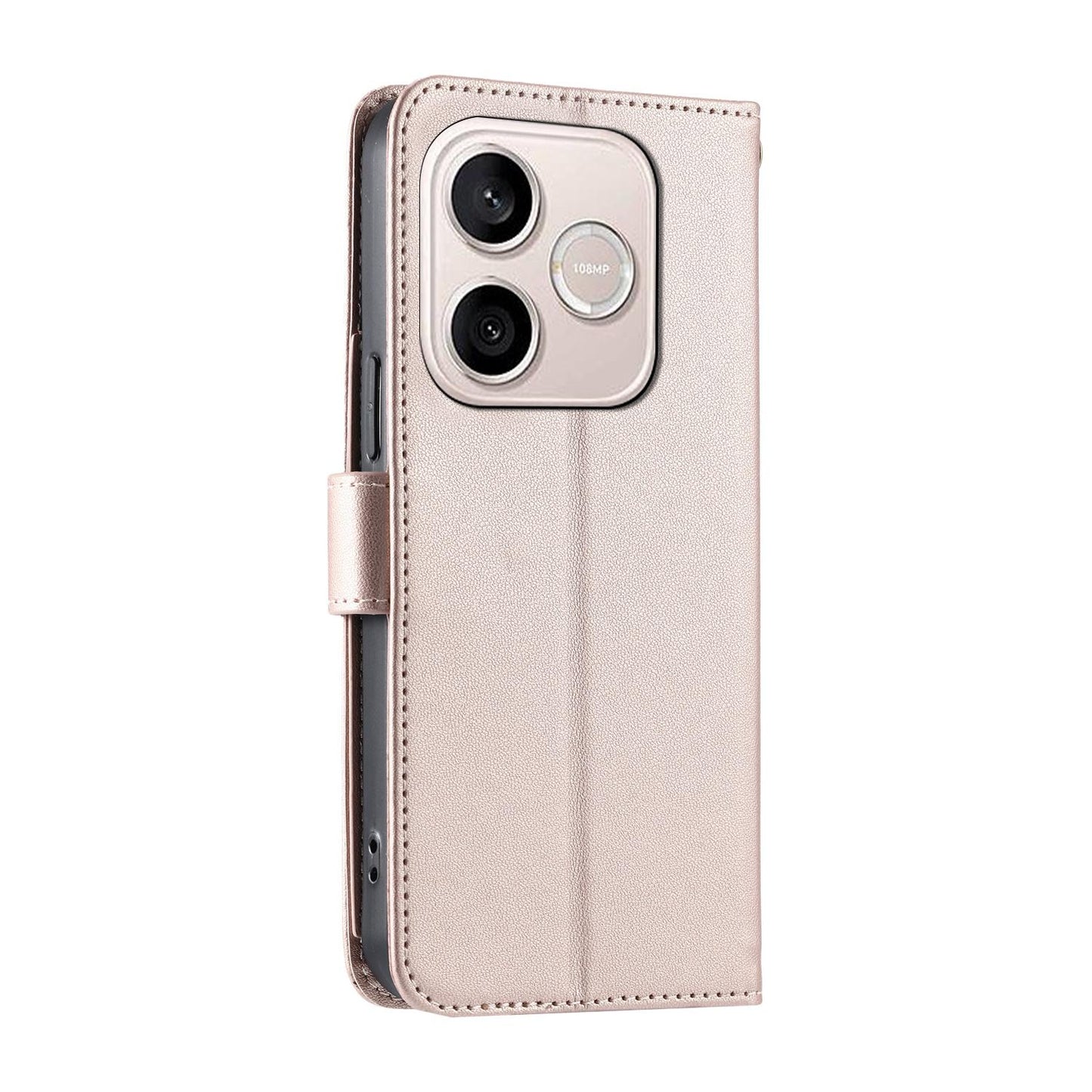 For Honor 600 Lite Global / 500 Smart 5G Ring Buckle Rhombic Leather Phone Case(Rose Gold)