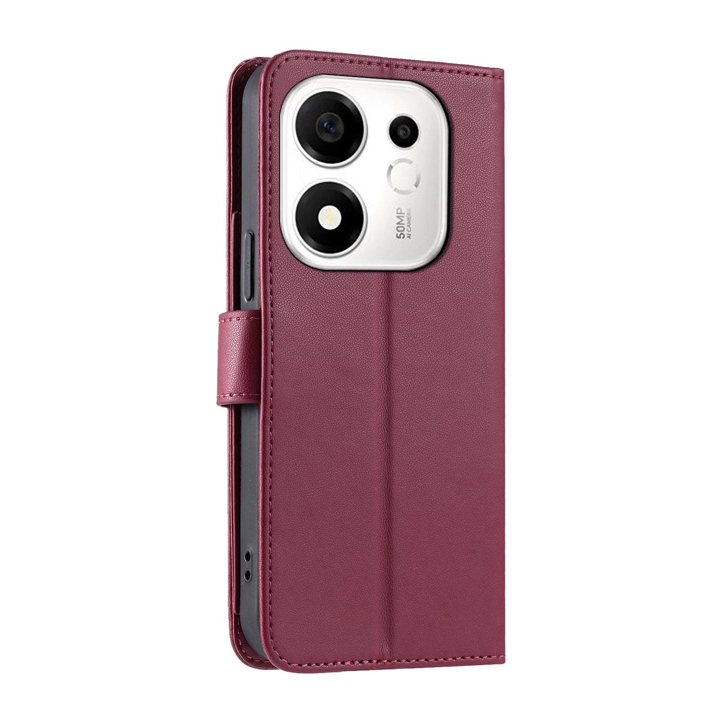 For Honor 600 Smart 5G Ring Buckle Rhombic Leather Phone Case(Red)
