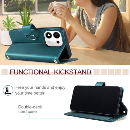 For Honor 600 Smart 5G Ring Buckle Rhombic Leather Phone Case(Green)