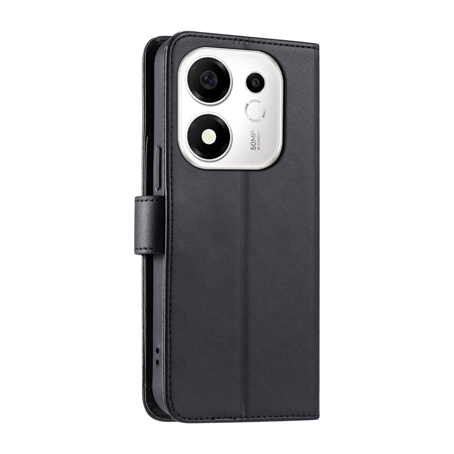 For Honor 600 Smart 5G Ring Buckle Rhombic Leather Phone Case(Black)