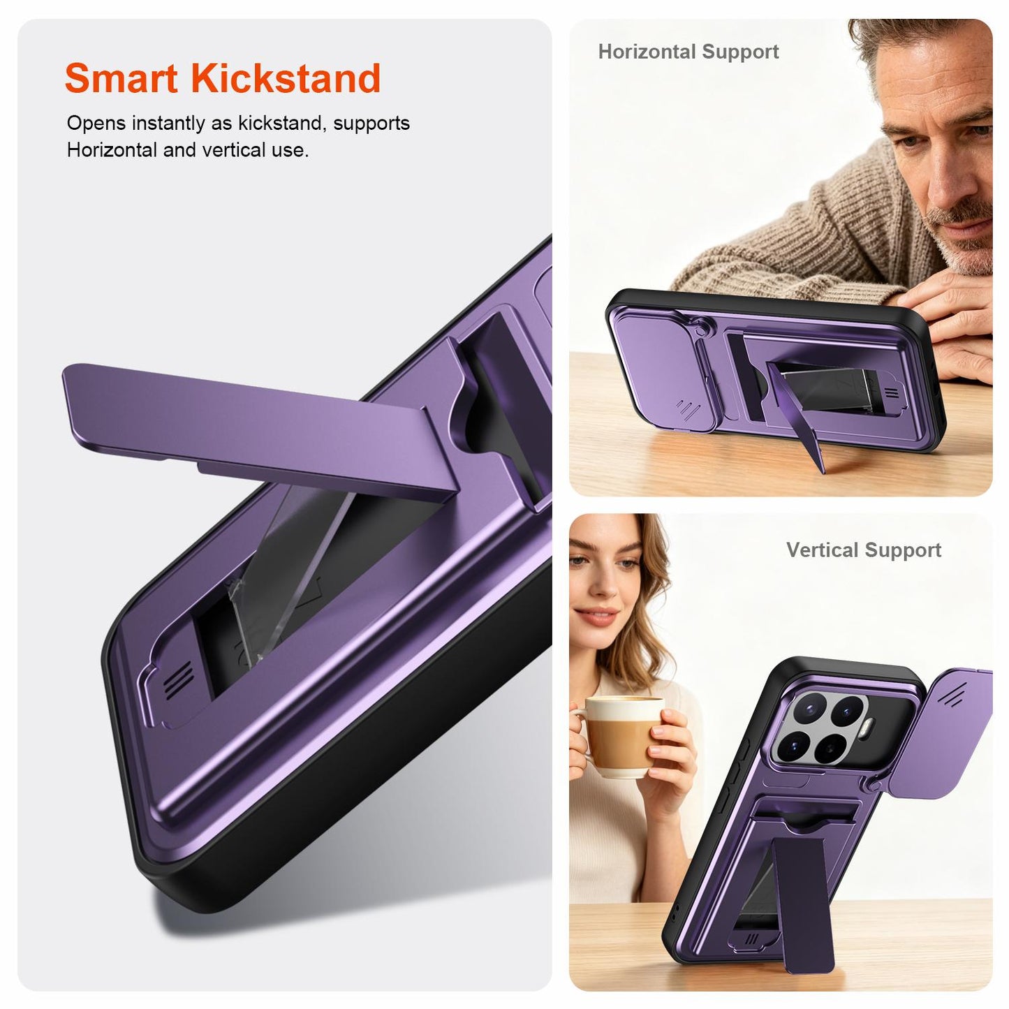 For Xiaomi 17T Pro 5G Card Holder Series Sliding Lens Cover PC Hybrid TPU Phone Case(Black)