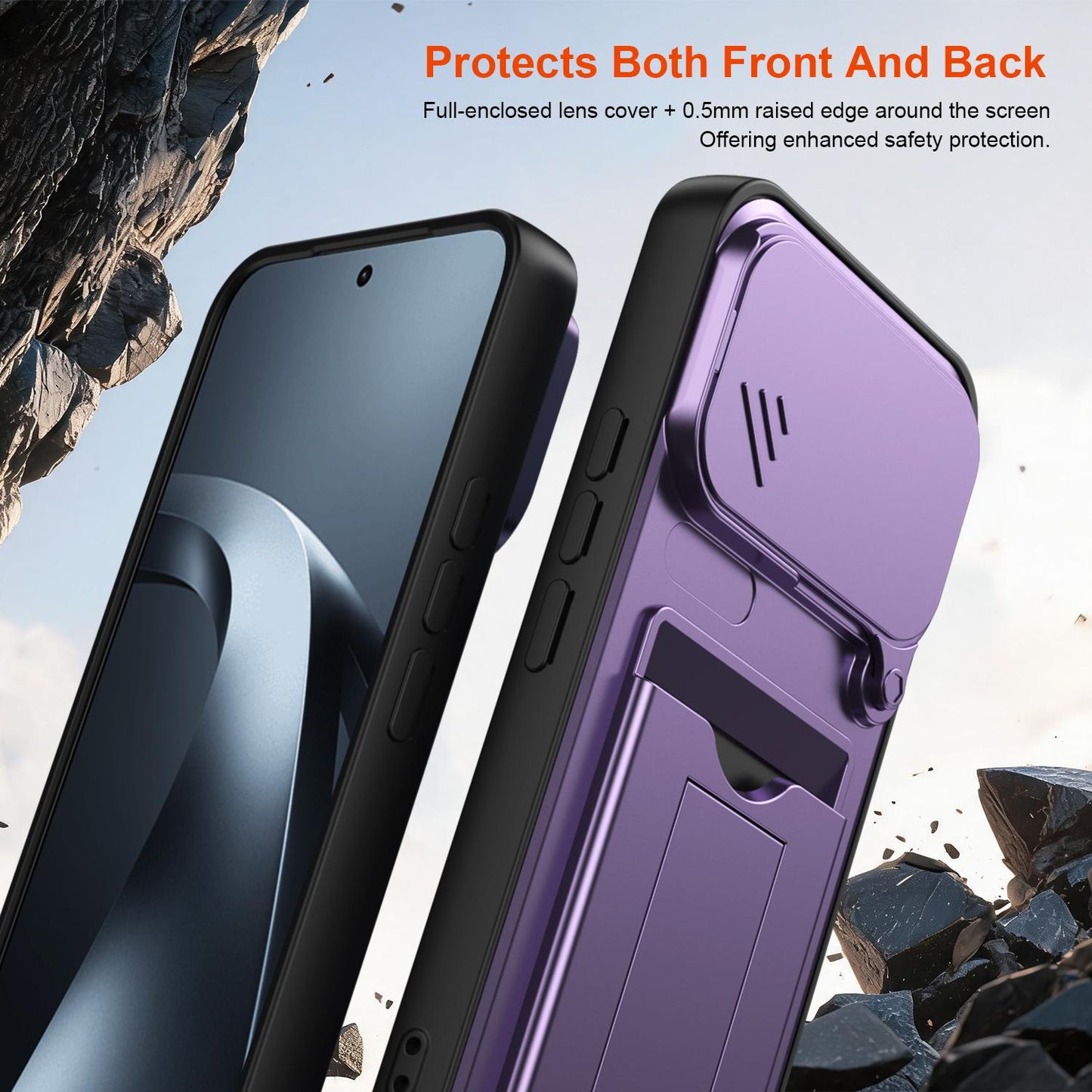 For Xiaomi 17T Pro 5G Card Holder Series Sliding Lens Cover PC Hybrid TPU Phone Case(Black)