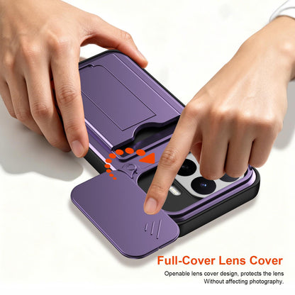 For Xiaomi 17T 5G Card Holder Series Sliding Lens Cover PC Hybrid TPU Phone Case(Black)