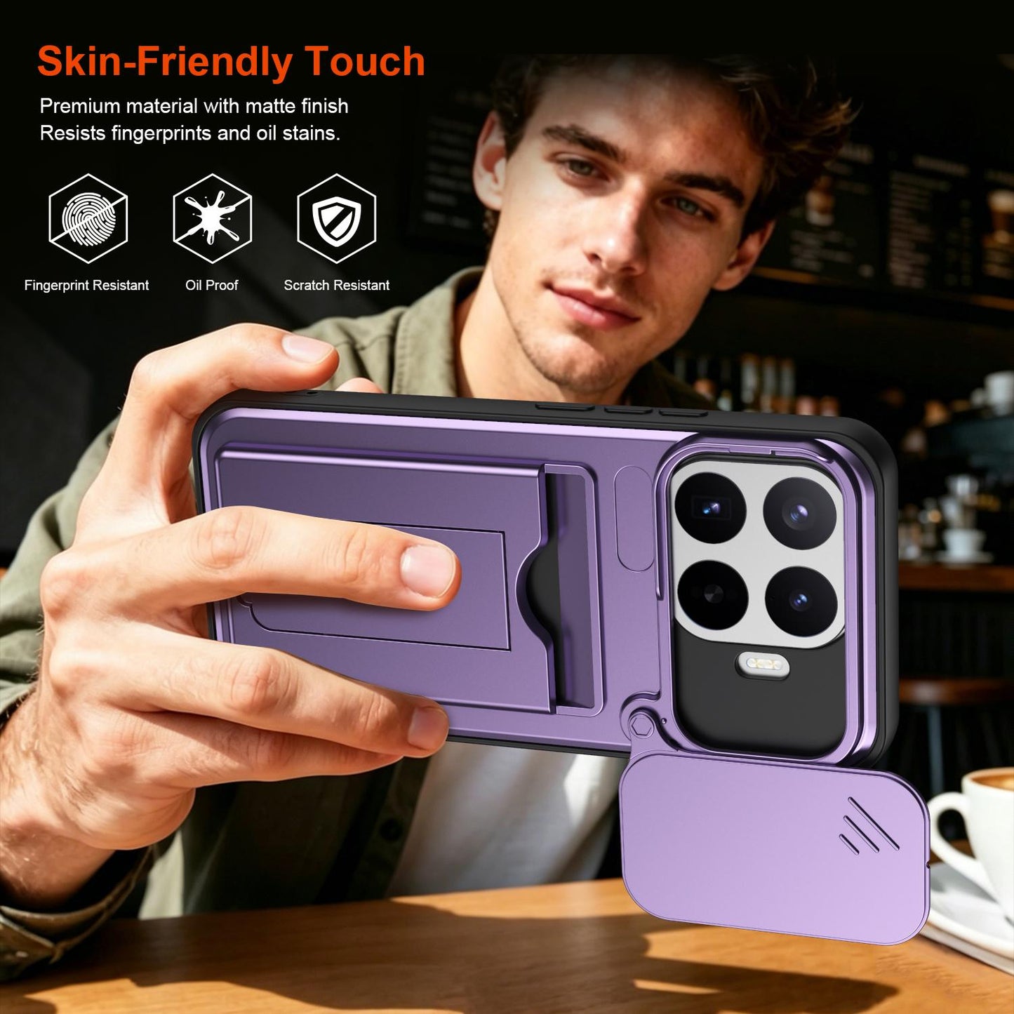 For Xiaomi 17T 5G Card Holder Series Sliding Lens Cover PC Hybrid TPU Phone Case(Black)