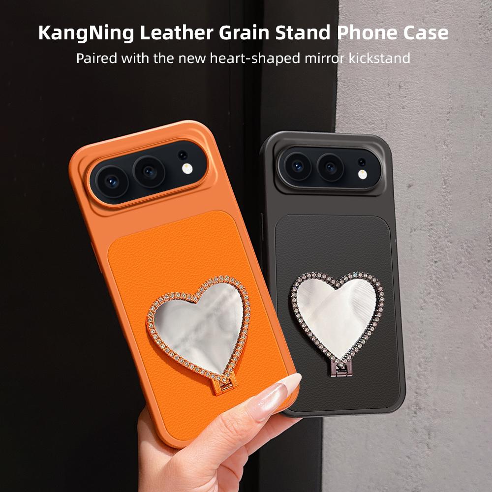 For Honor 500 Global 155.8mm Lambskin Series Skin Feel Shockproof Phone Case with Heart Mirror Holder(Purple)