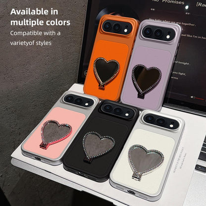 For Honor 500 Global 155.8mm Lambskin Series Skin Feel Shockproof Phone Case with Heart Mirror Holder(Purple)