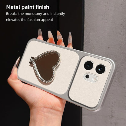 For Honor 600 Global Lambskin Series Skin Feel Shockproof Phone Case with Heart Mirror Holder(Orange)