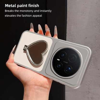 For Honor Magic8 Pro Lambskin Series Skin Feel Shockproof Phone Case with Heart Mirror Holder(Black)