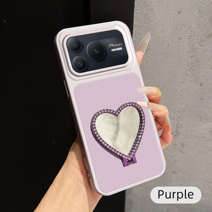For Honor Power 2 Lambskin Series Skin Feel Shockproof Phone Case with Heart Mirror Holder(Purple)