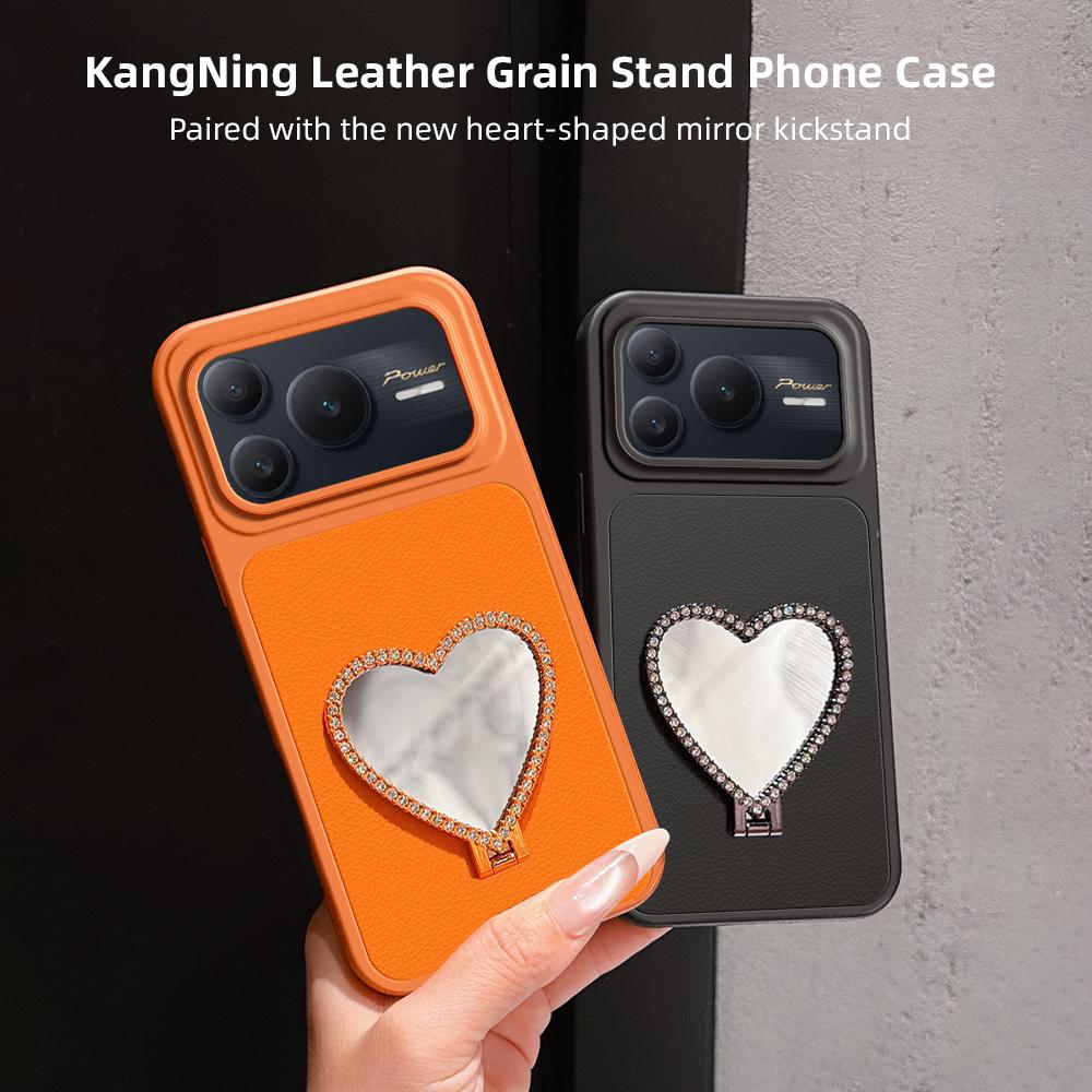 For Honor Power 2 Lambskin Series Skin Feel Shockproof Phone Case with Heart Mirror Holder(Purple)