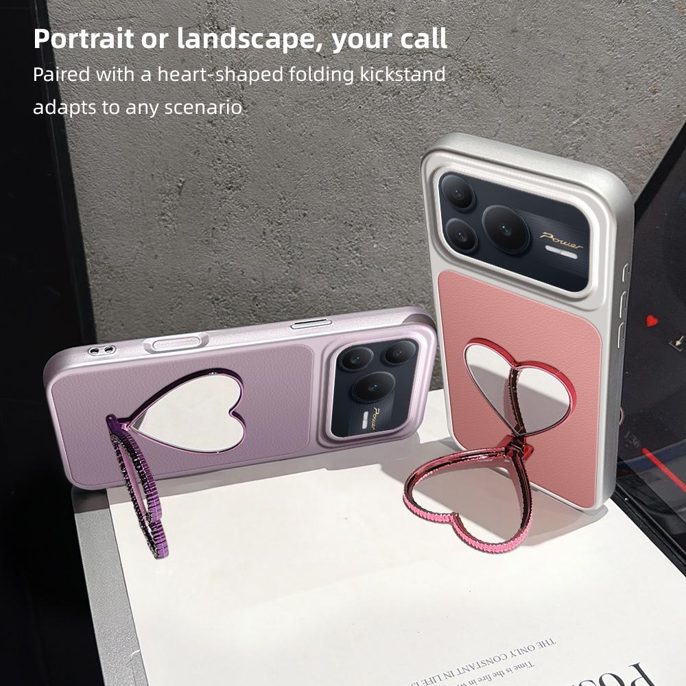 For Honor Power 2 Lambskin Series Skin Feel Shockproof Phone Case with Heart Mirror Holder(Purple)