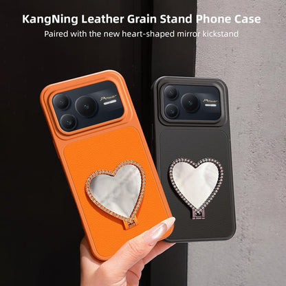 For Honor Power 2 Lambskin Series Skin Feel Shockproof Phone Case with Heart Mirror Holder(Black)