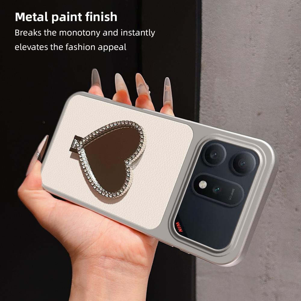 For Honor Win Turbo 5G Lambskin Series Skin Feel Shockproof Phone Case with Heart Mirror Holder(Purple)