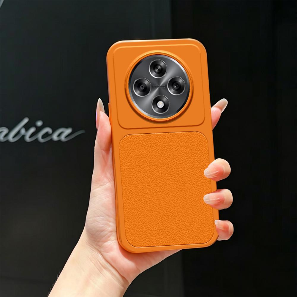 For OPPO A3 5G Global Lambskin Series Skin Feel Shockproof Phone Case(Orange)