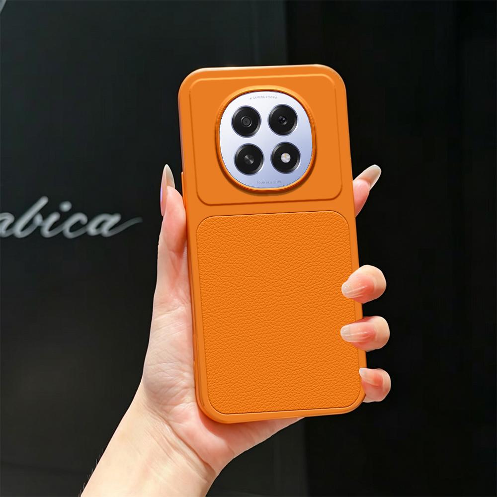 For OPPO A5 5G Global Lambskin Series Skin Feel Shockproof Phone Case(Orange)