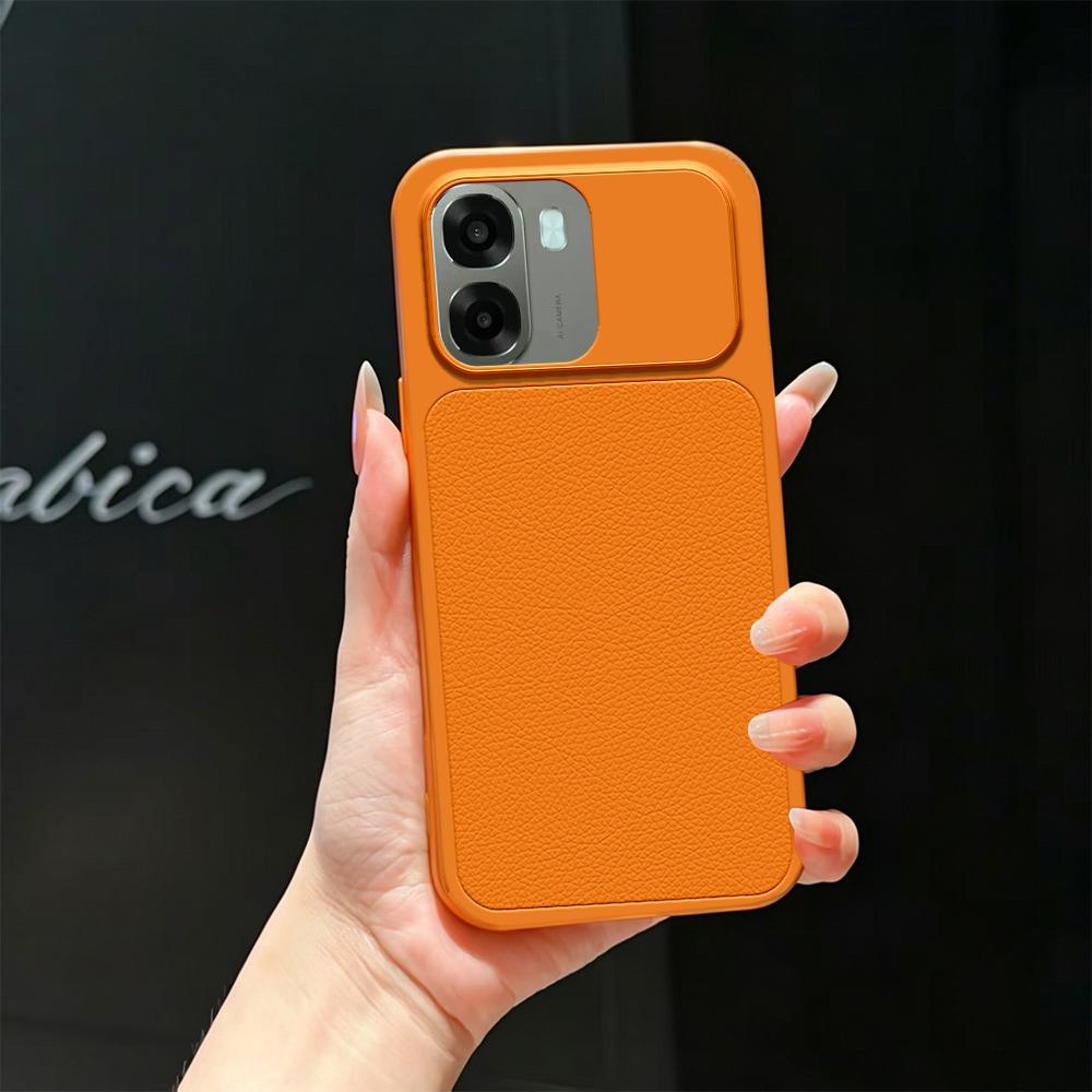 For OPPO A6x 5G / 4G Lambskin Series Skin Feel Shockproof Phone Case(Orange)