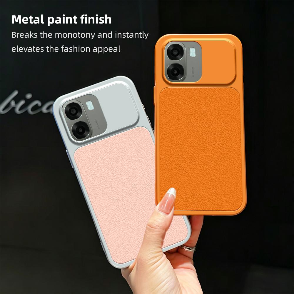 For OPPO A6x 5G / 4G Lambskin Series Skin Feel Shockproof Phone Case(Orange)
