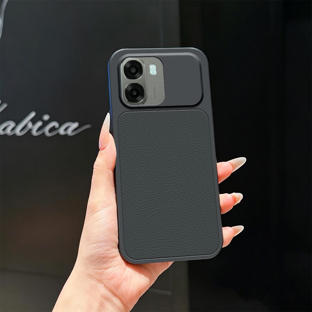 For OPPO A6x 5G / 4G Lambskin Series Skin Feel Shockproof Phone Case(Black)