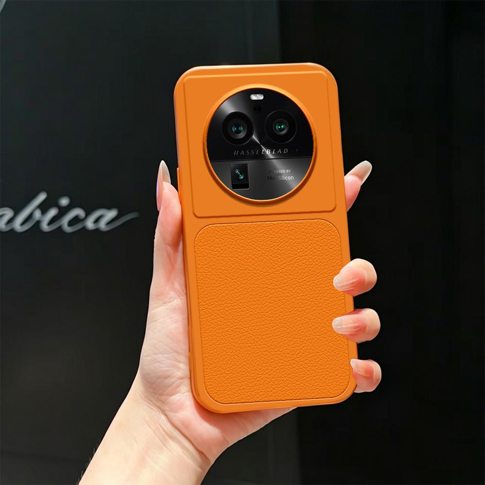 For OPPO Find X6 Pro Lambskin Series Skin Feel Shockproof Phone Case(Orange)