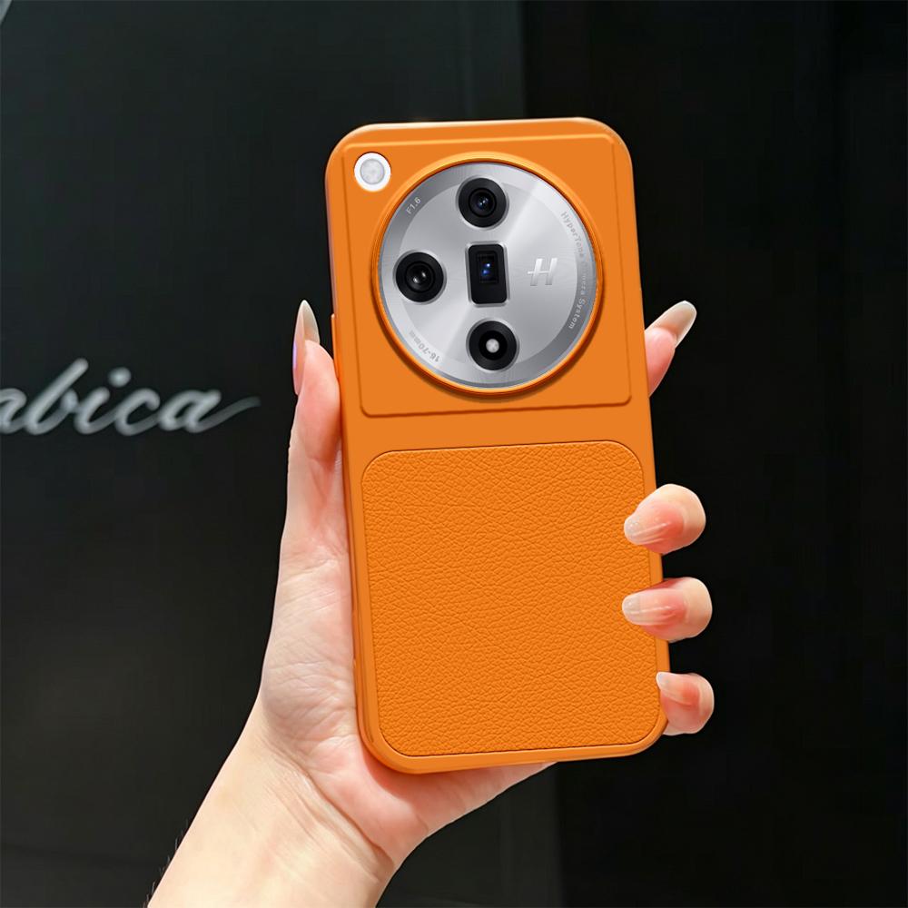 For OPPO Find X7 Lambskin Series Skin Feel Shockproof Phone Case(Orange)