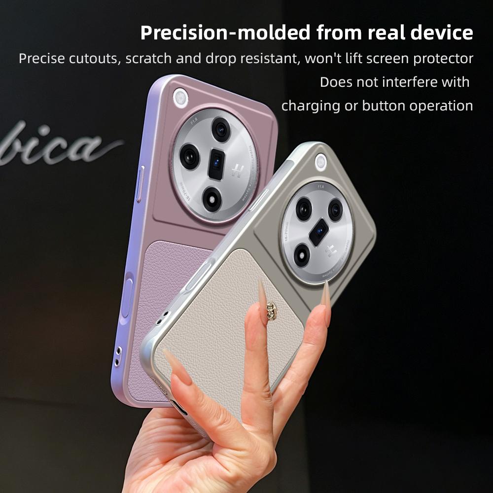 For OPPO Find X7 Lambskin Series Skin Feel Shockproof Phone Case(Silver)