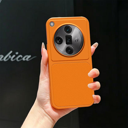 For OPPO Find X7 Ultra Lambskin Series Skin Feel Shockproof Phone Case(Orange)