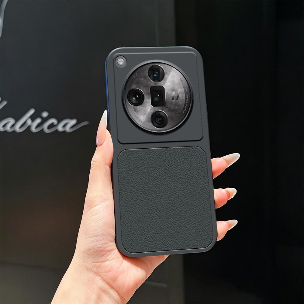 For OPPO Find X7 Ultra Lambskin Series Skin Feel Shockproof Phone Case(Black)
