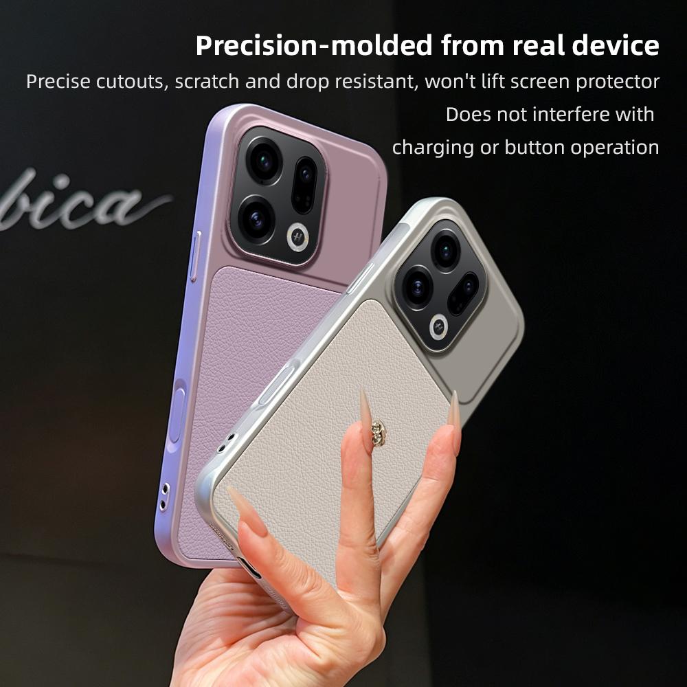 For OPPO Find X9 Lambskin Series Skin Feel Shockproof Phone Case(Silver)