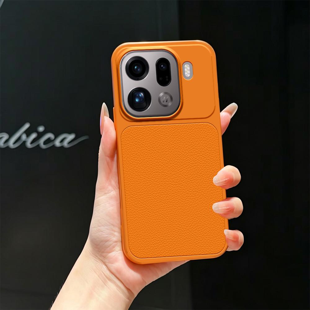 For OPPO Find X9 Pro Lambskin Series Skin Feel Shockproof Phone Case(Orange)