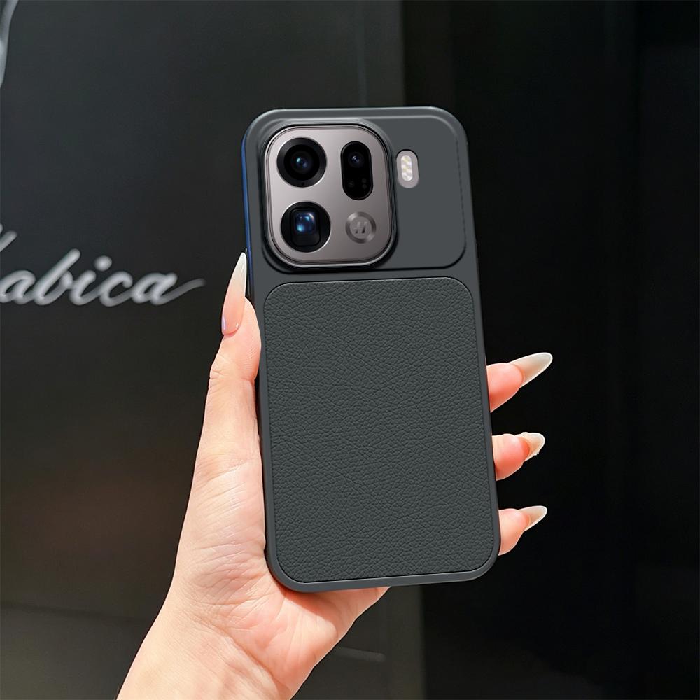 For OPPO Find X9 Pro Lambskin Series Skin Feel Shockproof Phone Case(Black)