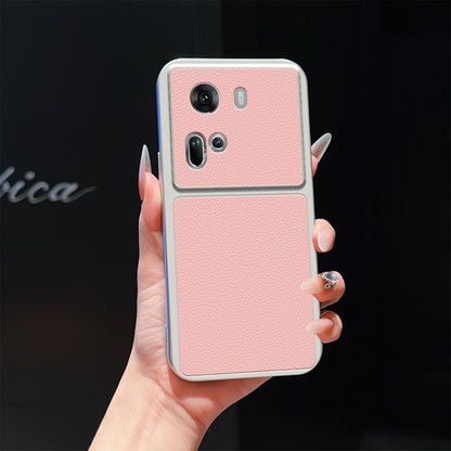 For OPPO Reno11 5G Global Lambskin Series Skin Feel Shockproof Phone Case(Pink)