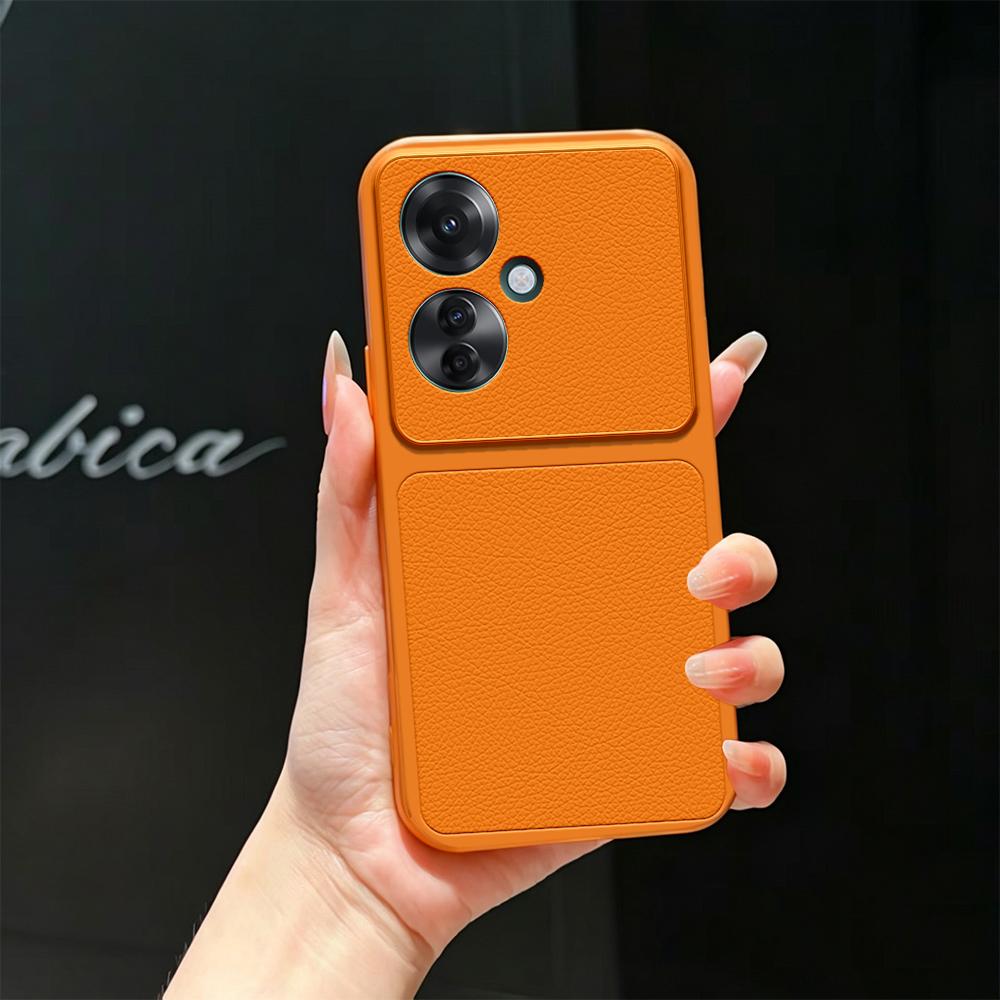 For OPPO Reno11 F Lambskin Series Skin Feel Shockproof Phone Case(Orange)
