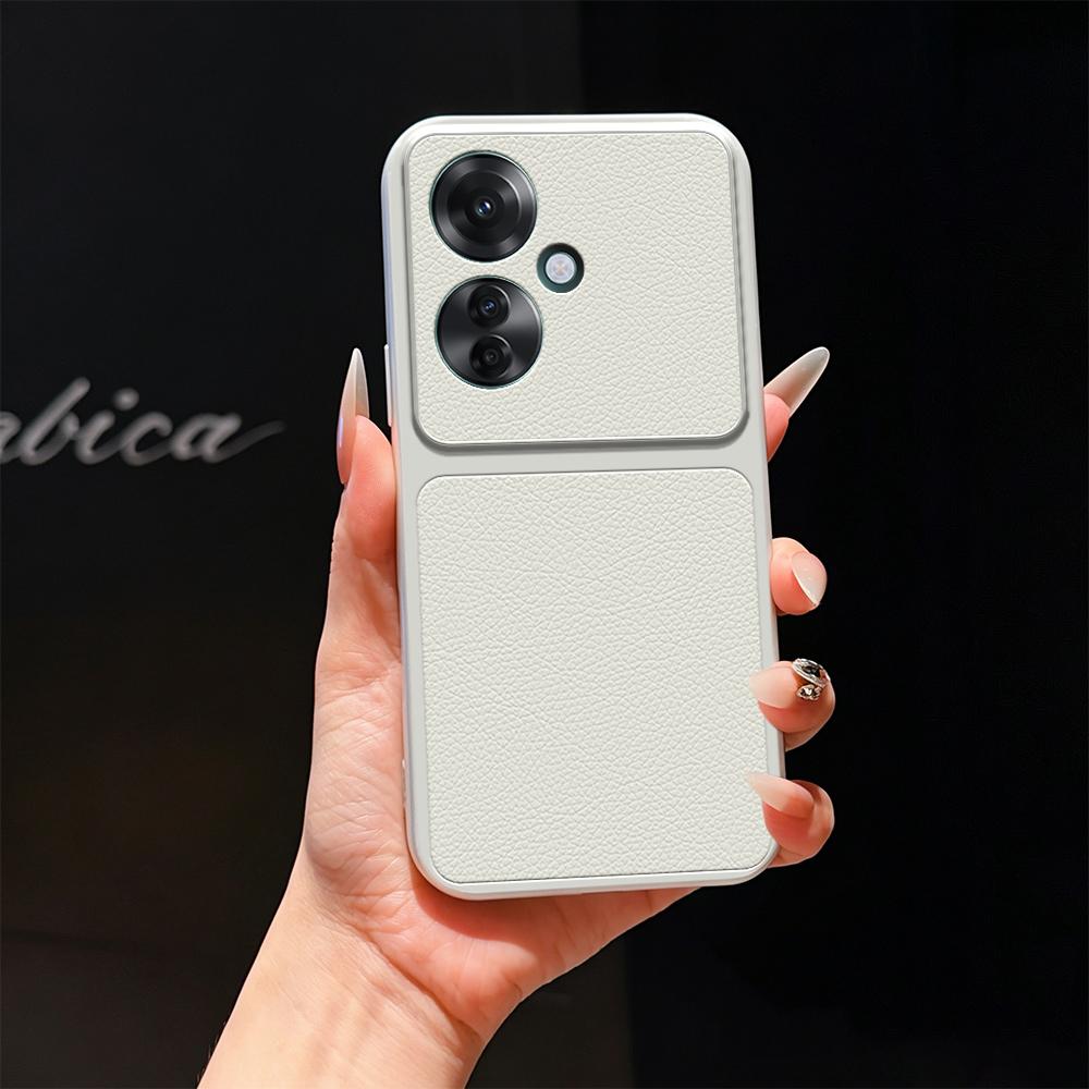 For OPPO Reno11 F Lambskin Series Skin Feel Shockproof Phone Case(Silver)