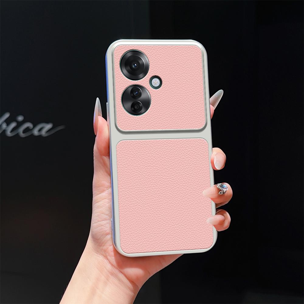 For OPPO Reno11 F Lambskin Series Skin Feel Shockproof Phone Case(Pink)