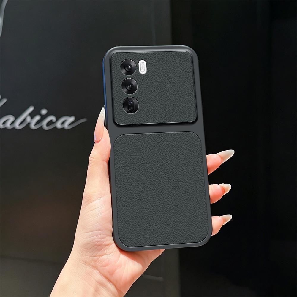 For OPPO Reno12 Global Lambskin Series Skin Feel Shockproof Phone Case(Black)